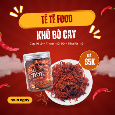 Khô bò cay Tê Tê Food (200g) thơm ngon, đậm đà trên từng sợi